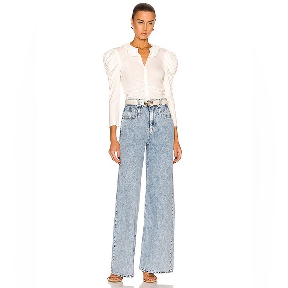 ISABEL MARANT Jen Top Ruched Puff Sleeve Blouse Size 42 NEW - Picture 5 of 16